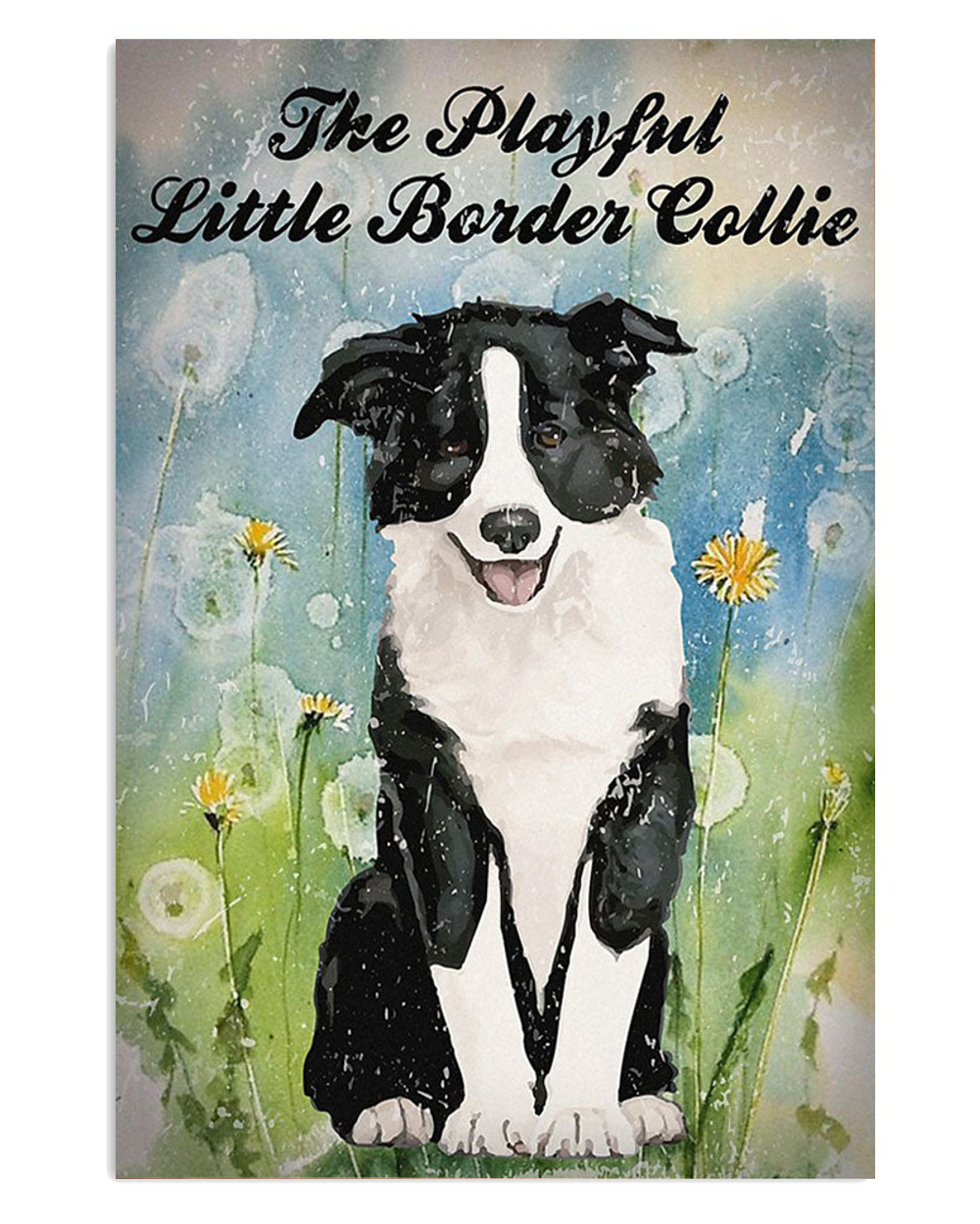 Border Collie Cute Dog Little Collie Poster, Animal Lovers Vintage Wall Art, Dog Mom Gift