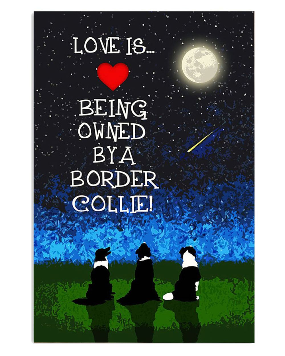 Border Collie Cute Dog Love Is Poster, Animal Lovers Vintage Wall Art, Dog Mom Gift