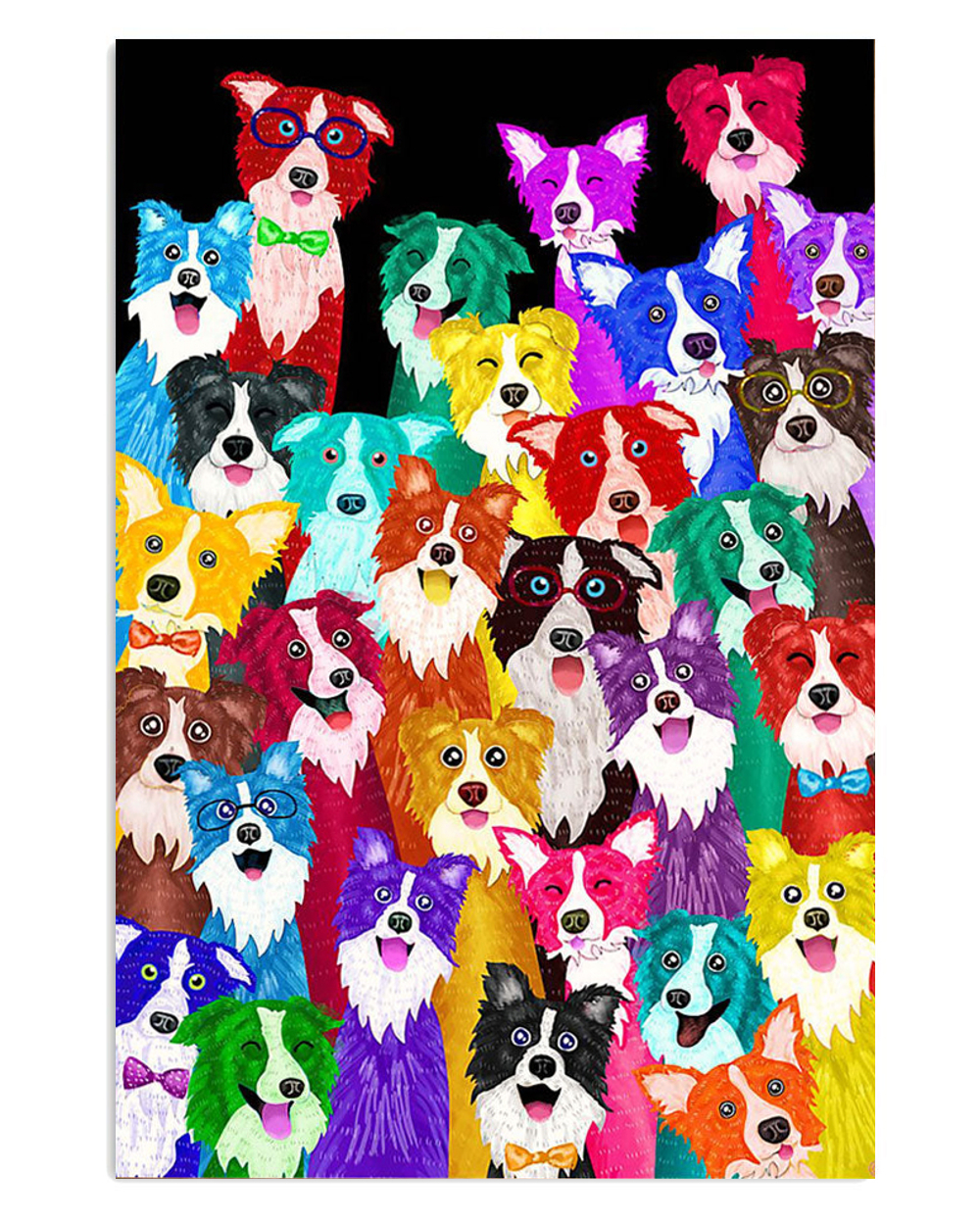 Border Collie Cute Dog Multi Border Collies Poster, Animal Lovers Vintage Wall Art, Dog Mom Gift