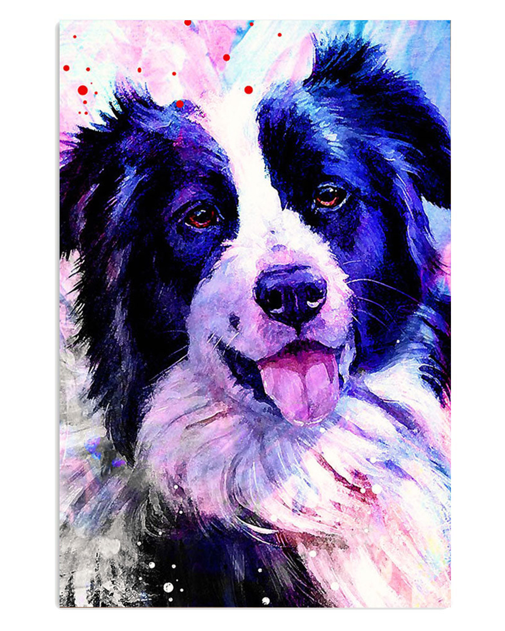 Border Collie Cute Dog Watercolor Painting Puppies Merle Collie Lover Poster, Animal Vintage Wall Art