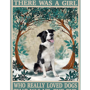 Border Collie Cute Dog Winter Dog Puppies Merle Collie Lover Poster, Animal Lovers Vintage Wall Art