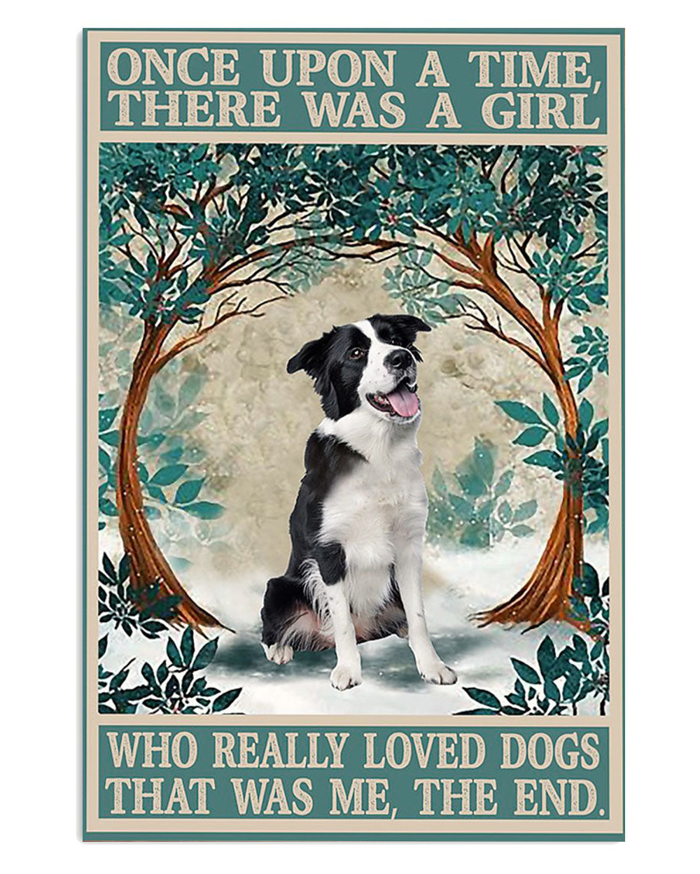 Border Collie Cute Dog Winter Dog Puppies Merle Collie Lover Poster, Animal Lovers Vintage Wall Art
