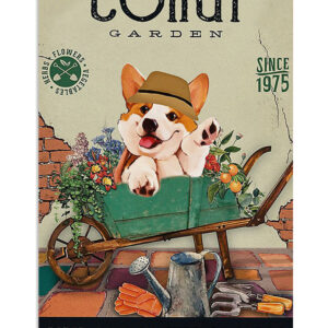 Cute Pembroke Welsh Corgi Prints Corgi Garden Corgi Lover Poster, Corgi Vintage Wall Art