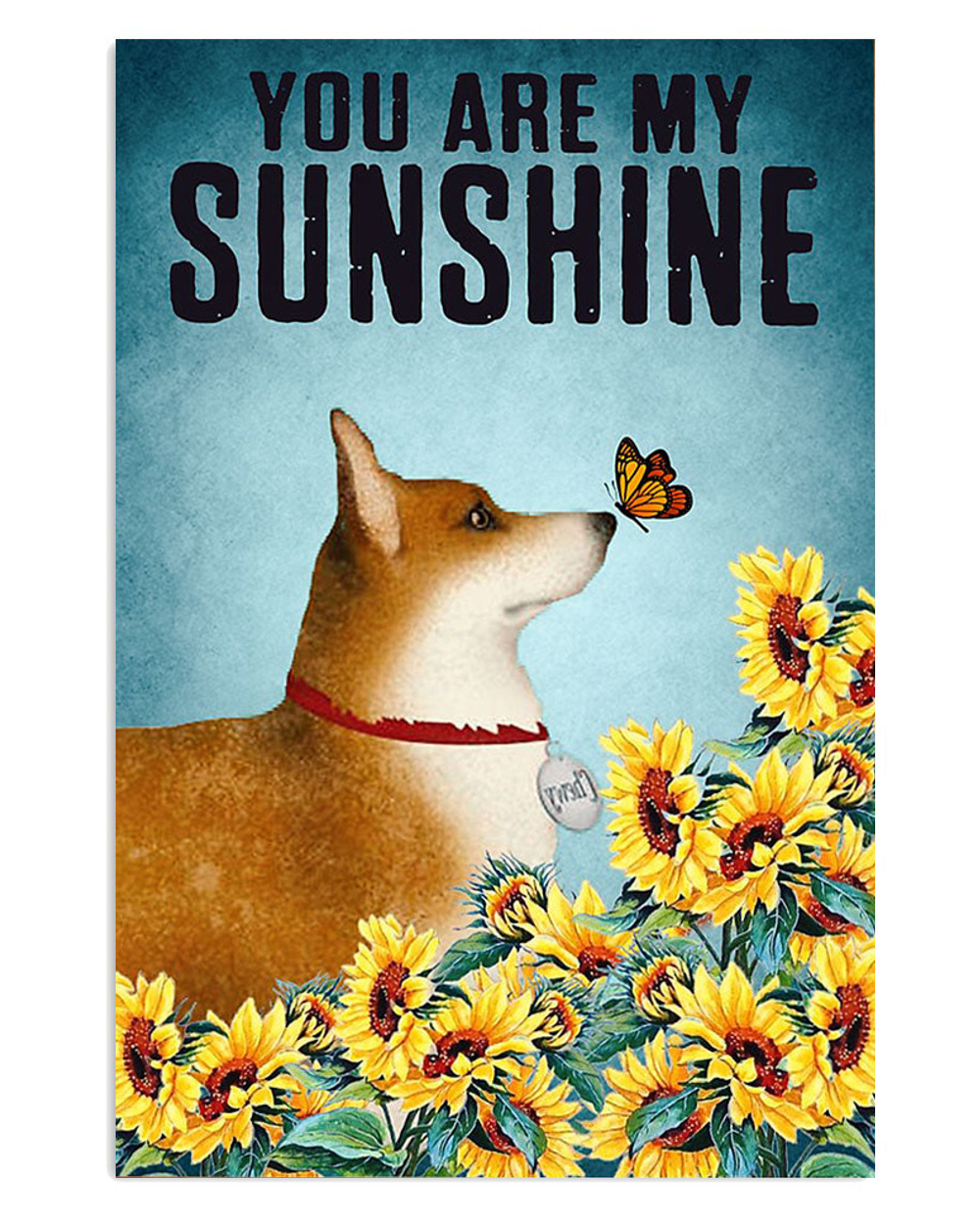 Cute Pembroke Welsh Corgi Prints Pembroke My Sunshine Corgi Lover Poster, Corgi Vintage Wall Art