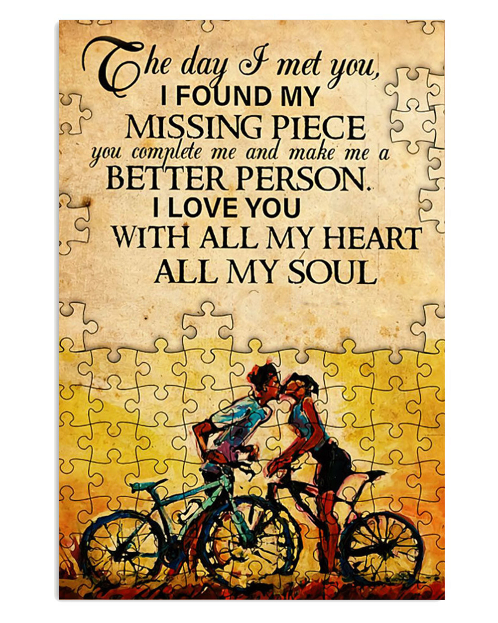 Cycling Mountain Biking All My Soul Poster, Biking Vintage Poster, Cycling Lovers Gift
