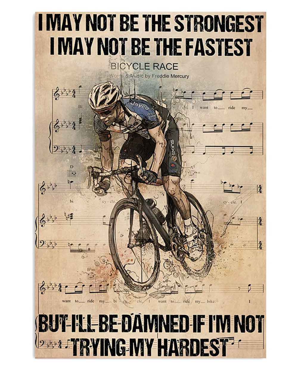Cycling Mountain Biking Bicycle Race Song Poster, Biking Vintage Poster, Cycling Lovers Gift