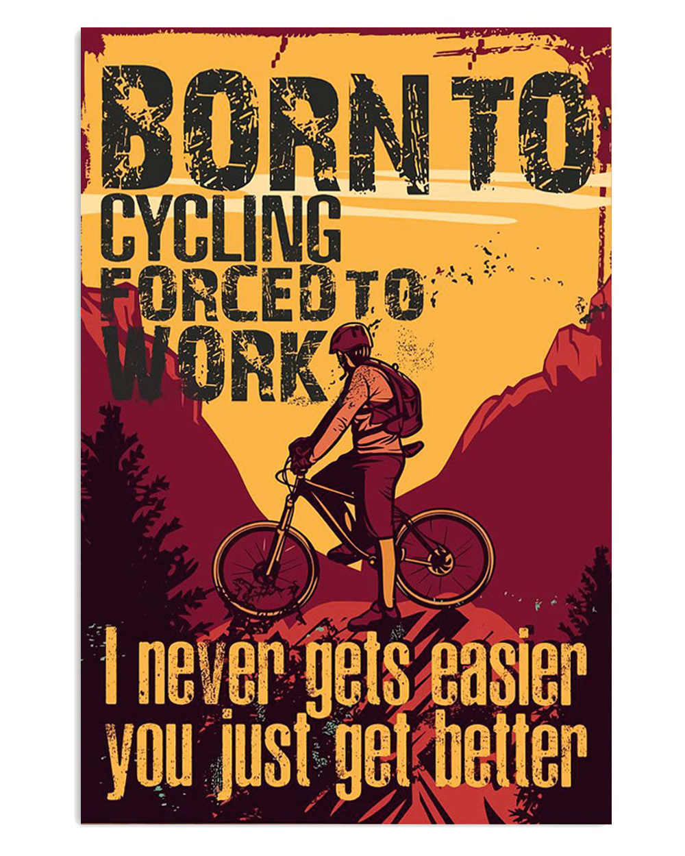 Cycling Mountain Biking Born To Cycling Poster, Biking Vintage Poster, Cycling Lovers Gift