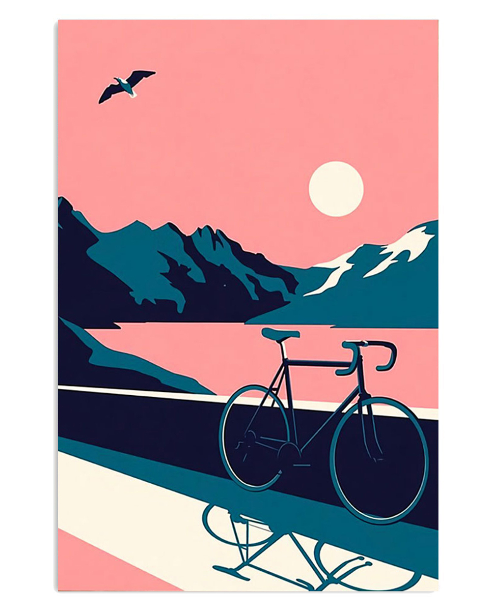Cycling Mountain Biking Cycle In The Mountain Road Poster, Biking Vintage Poster, Cycling Lovers