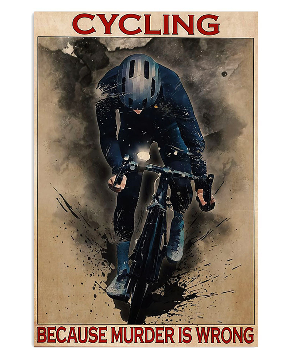 Cycling Mountain Biking Cycling Because Poster, Biking Vintage Poster, Cycling Lovers Gift