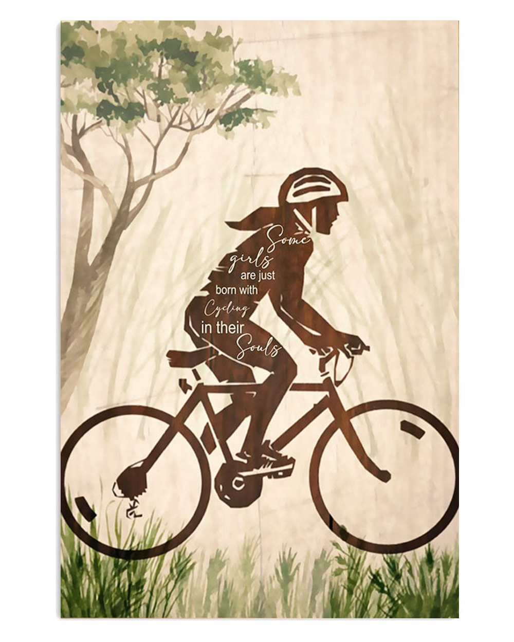 Cycling Mountain Biking Cycling Girl Poster, Biking Vintage Poster, Cycling Lovers Gift