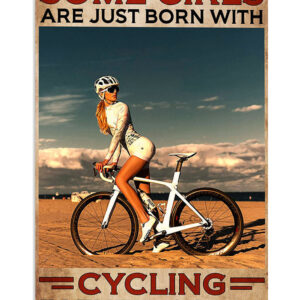 Cycling Mountain Biking Girl Loves Cycling Poster, Biking Vintage Poster, Cycling Lovers Gift