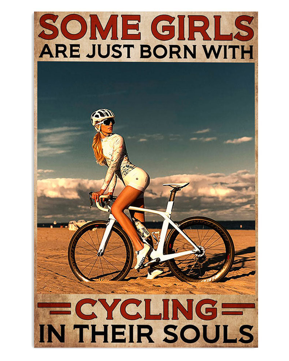 Cycling Mountain Biking Girl Loves Cycling Poster, Biking Vintage Poster, Cycling Lovers Gift
