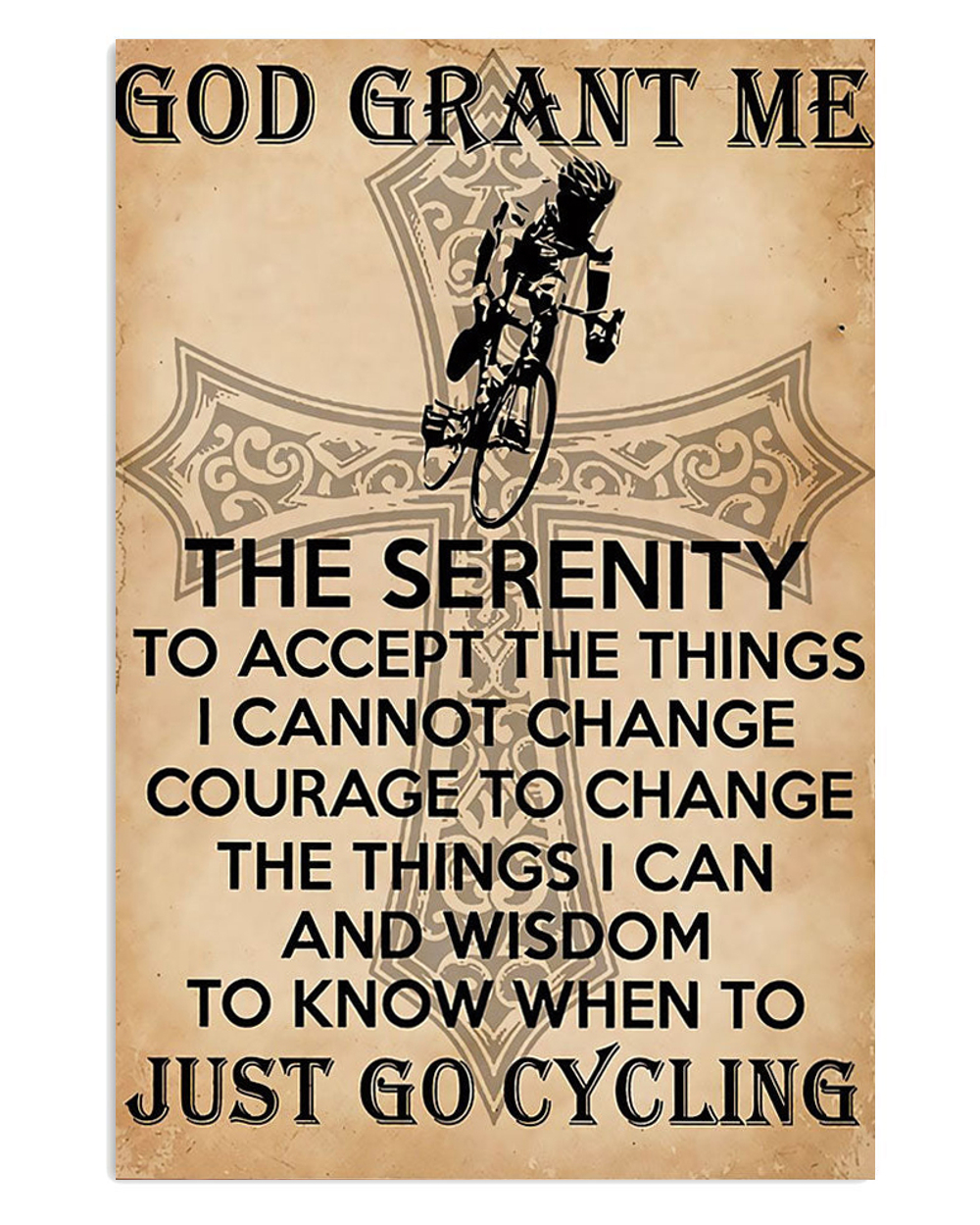 Cycling Mountain Biking God Grant Me Poster, Biking Vintage Poster, Cycling Lovers Gift