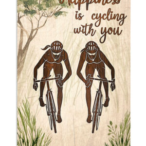 Cycling Mountain Biking Happy Friends Poster, Biking Vintage Poster, Cycling Lovers Gift