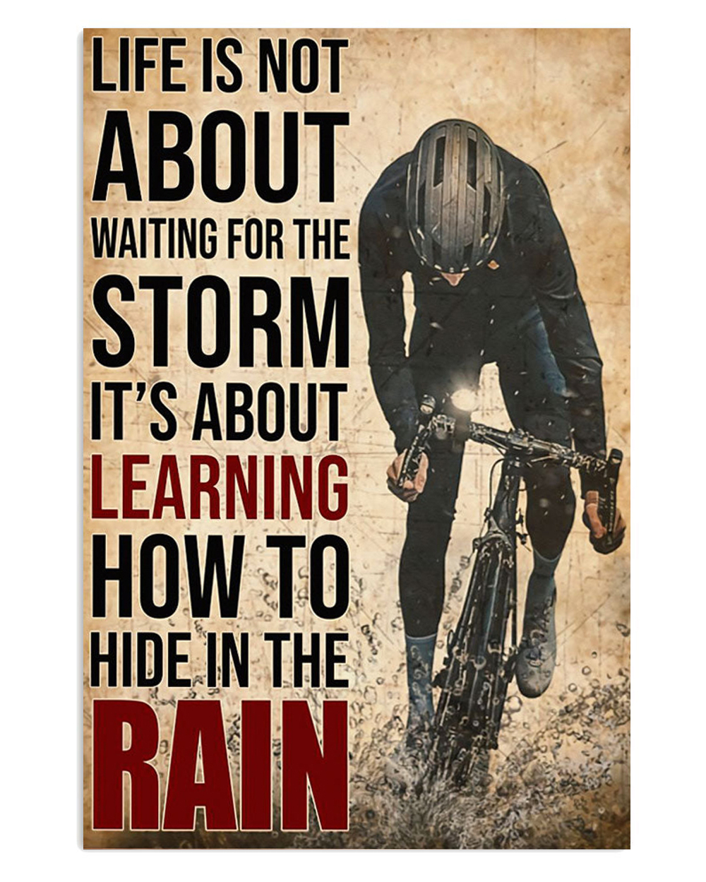 Cycling Mountain Biking Hide In The Rain Poster, Biking Vintage Poster, Cycling Lovers Gift