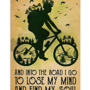Cycling Mountain Biking Into The Road Poster, Biking Vintage Poster, Cycling Lovers Gift