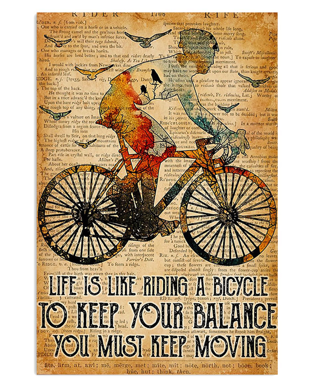 Cycling Mountain Biking Must Keep Moving Poster, Biking Vintage Poster, Cycling Lovers Gift