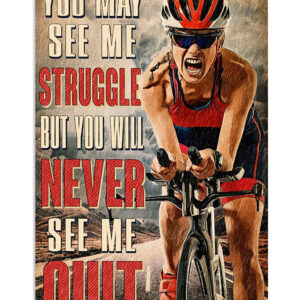 Cycling Mountain Biking Never See Me Quit Poster, Biking Vintage Poster, Cycling Lovers Gift
