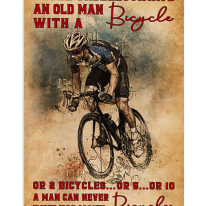 Cycling Mountain Biking Never Underestimate An Old Man Poster, Biking Vintage Poster