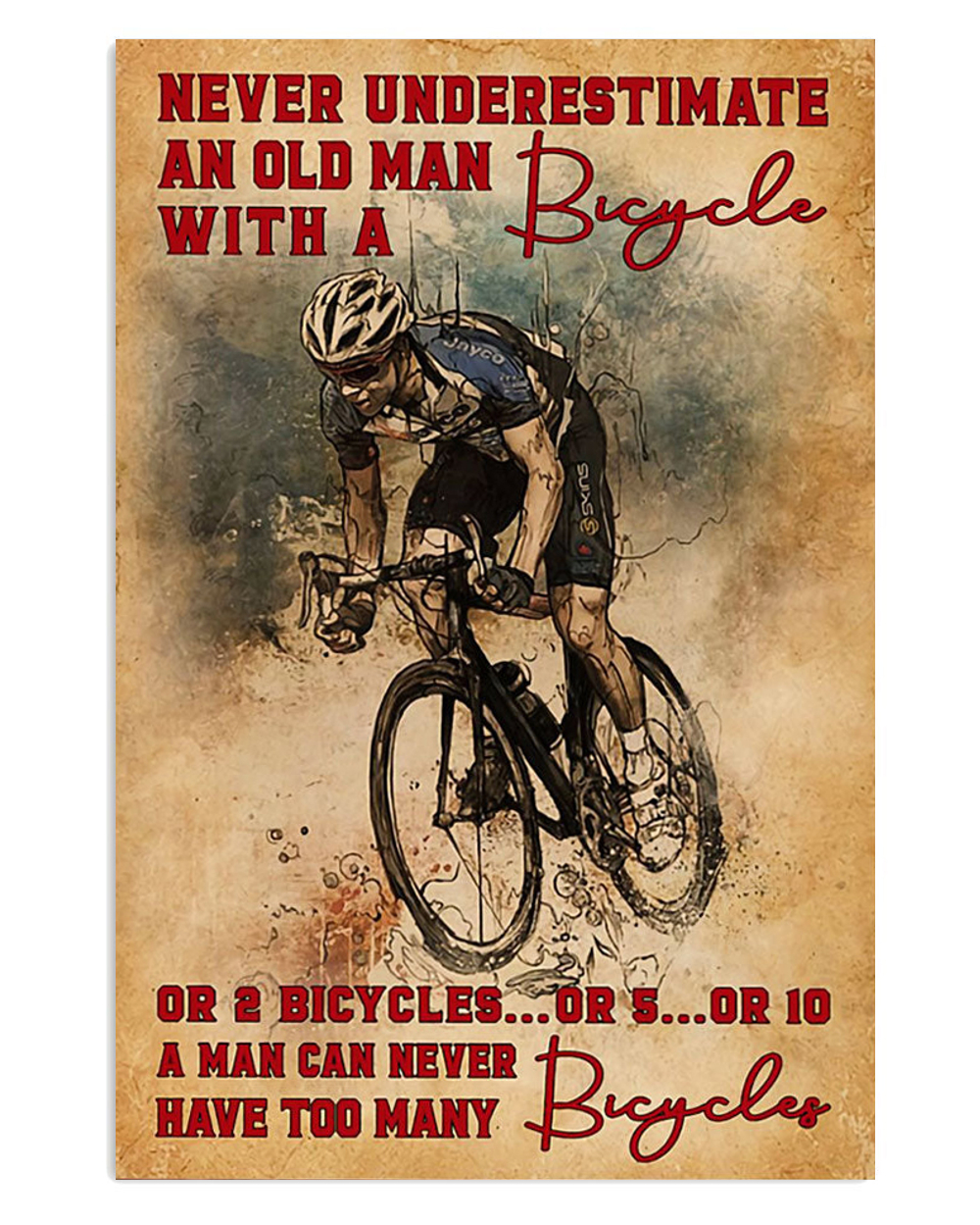 Cycling Mountain Biking Never Underestimate An Old Man Poster, Biking Vintage Poster