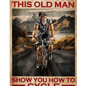Cycling Mountain Biking Old Man Cycles Poster, Biking Vintage Poster, Cycling Lovers Gift