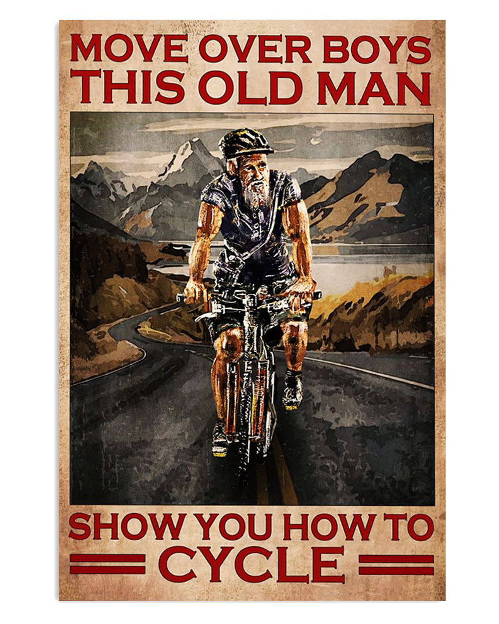 Cycling Mountain Biking Old Man Cycles Poster, Biking Vintage Poster, Cycling Lovers Gift