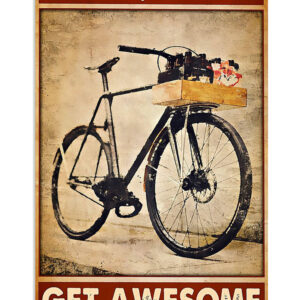 Cycling Mountain Biking Ride Bikes Drink Beer Poster, Biking Vintage Poster, Cycling Lovers Gift