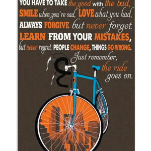Cycling Mountain Biking Smile Love Forgive Poster, Biking Vintage Poster, Cycling Lovers Gift