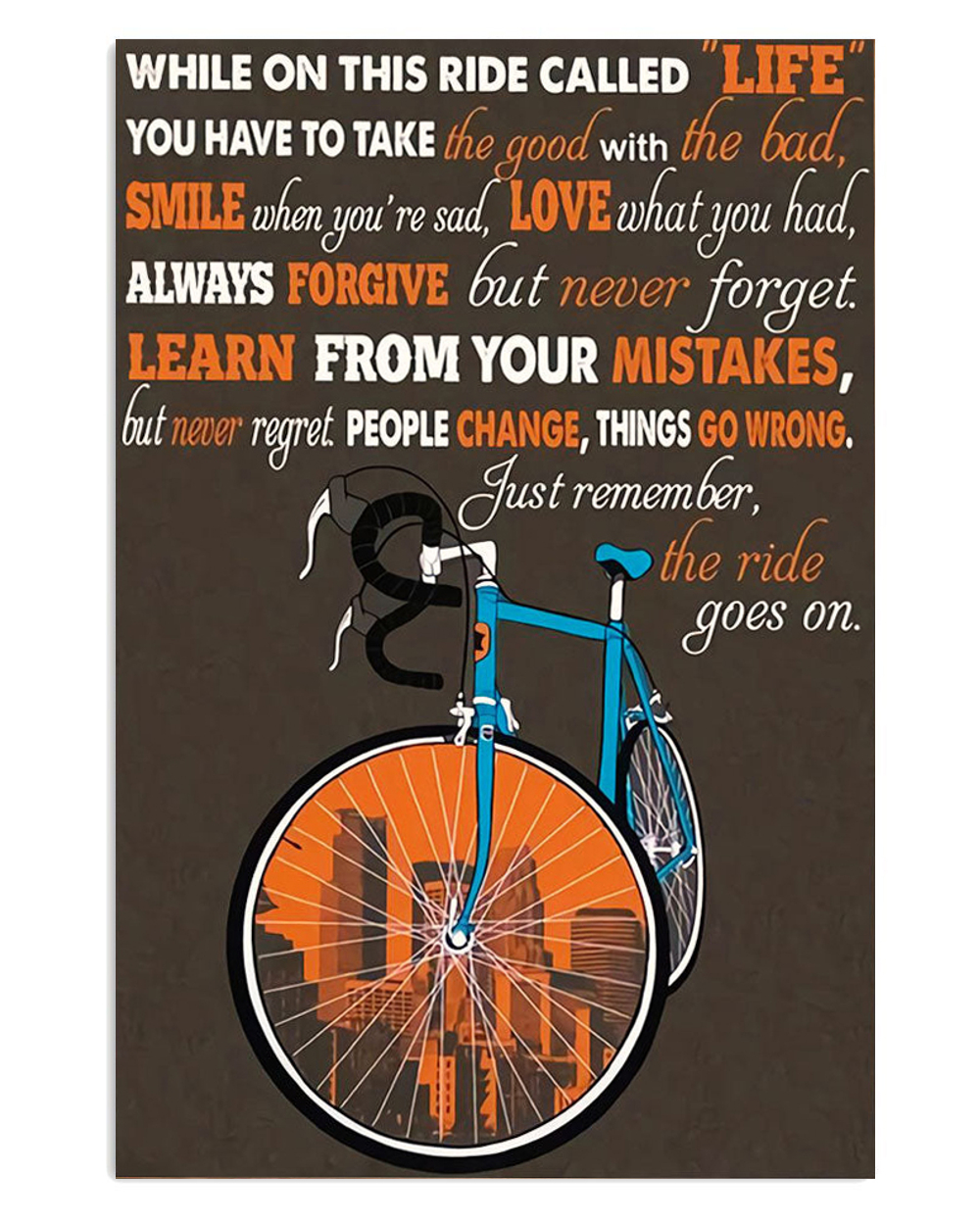 Cycling Mountain Biking Smile Love Forgive Poster, Biking Vintage Poster, Cycling Lovers Gift