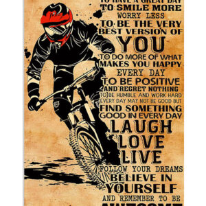 Cycling Mountain Biking Smile More Poster, Biking Vintage Poster, Cycling Lovers Gift