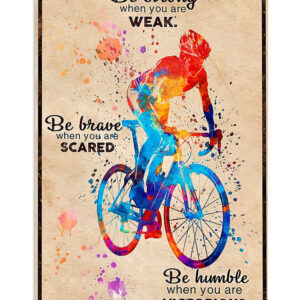 Cycling Mountain Biking Strong Brave Humble Poster, Biking Vintage Poster, Cycling Lovers Gift