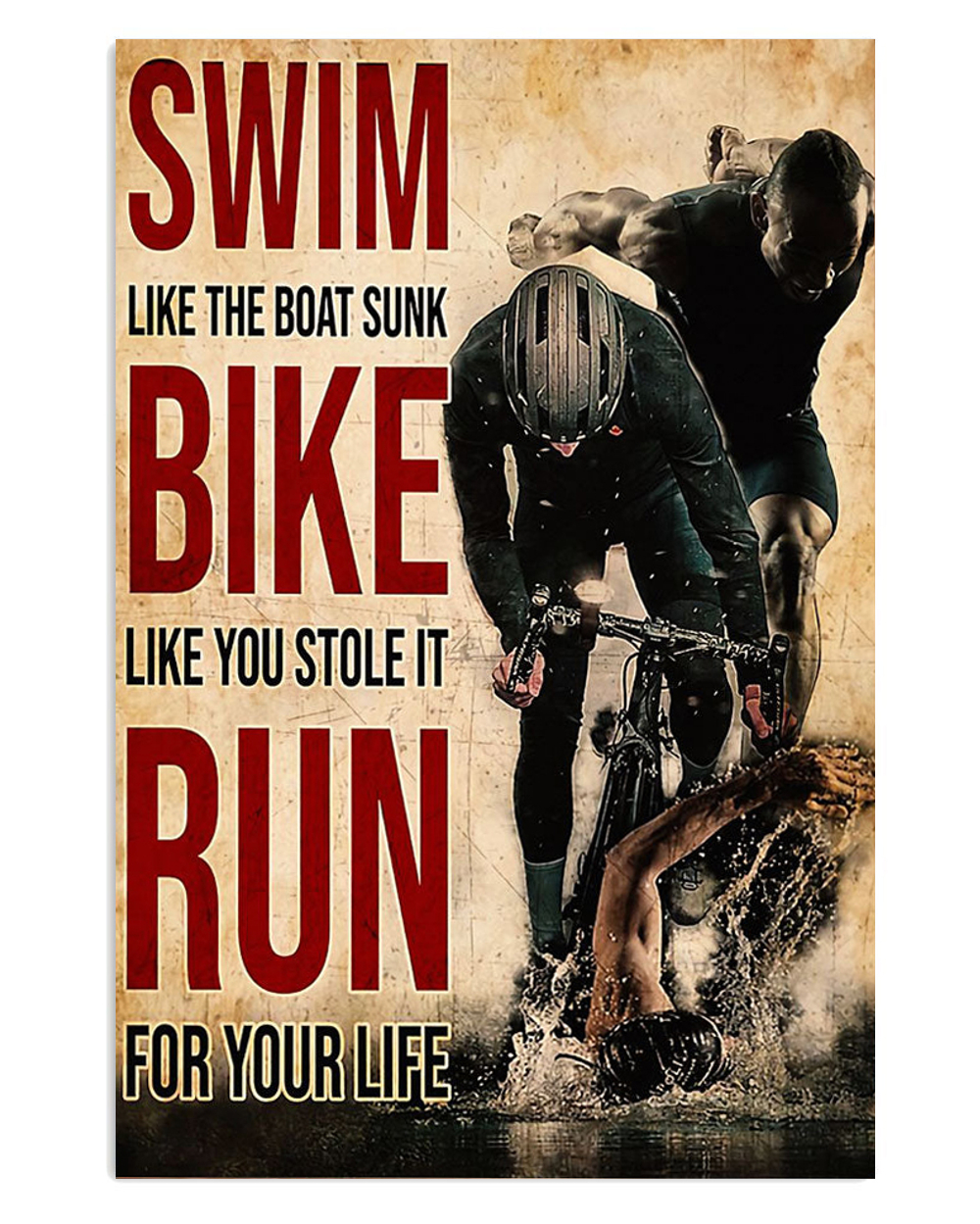 Cycling Mountain Biking Swim Like Boat Sunk Poster, Biking Vintage Poster, Cycling Lovers Gift