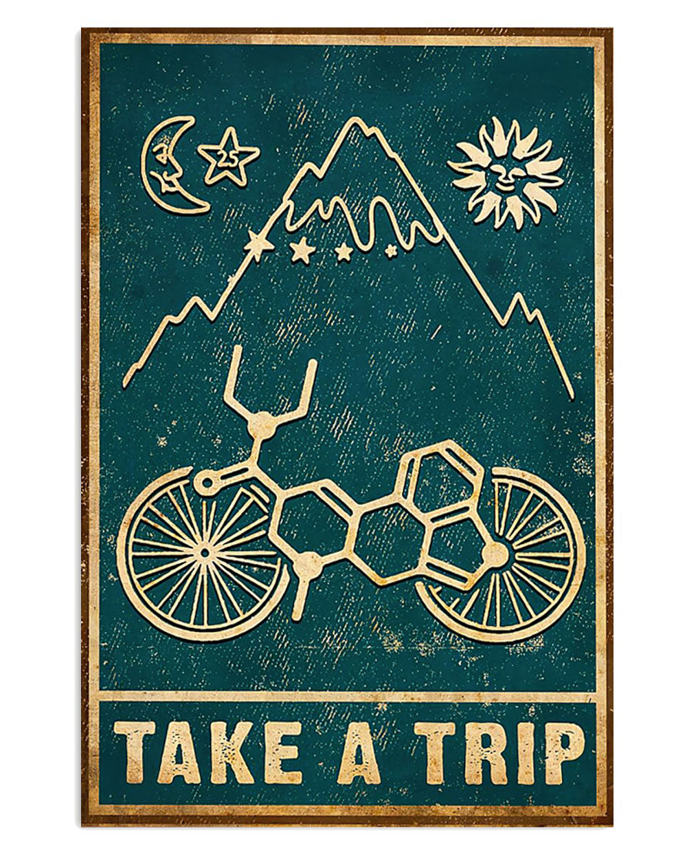 Cycling Mountain Biking Take A Trip Poster, Biking Vintage Poster, Cycling Lovers Gift