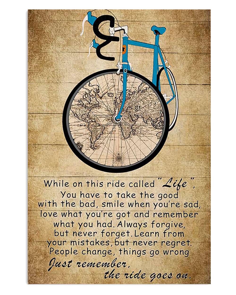 Cycling Mountain Biking The Ride Goes On Poster, Biking Vintage Poster, Cycling Lovers Gift