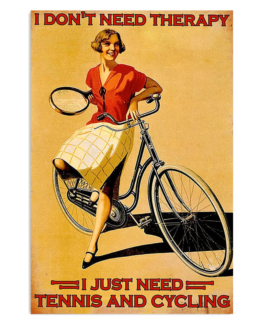 Cycling Mountain Biking Woman Loves Tennis And Cycling Poster, Biking Vintage Poster