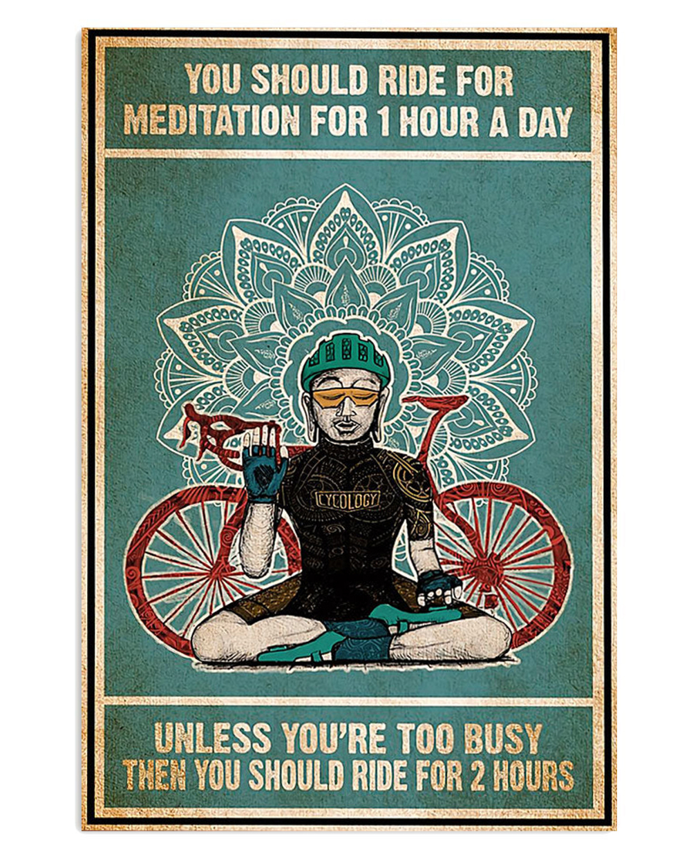 Cycling Mountain Biking Yoga Cycler Poster, Biking Vintage Poster, Cycling Lovers Gift