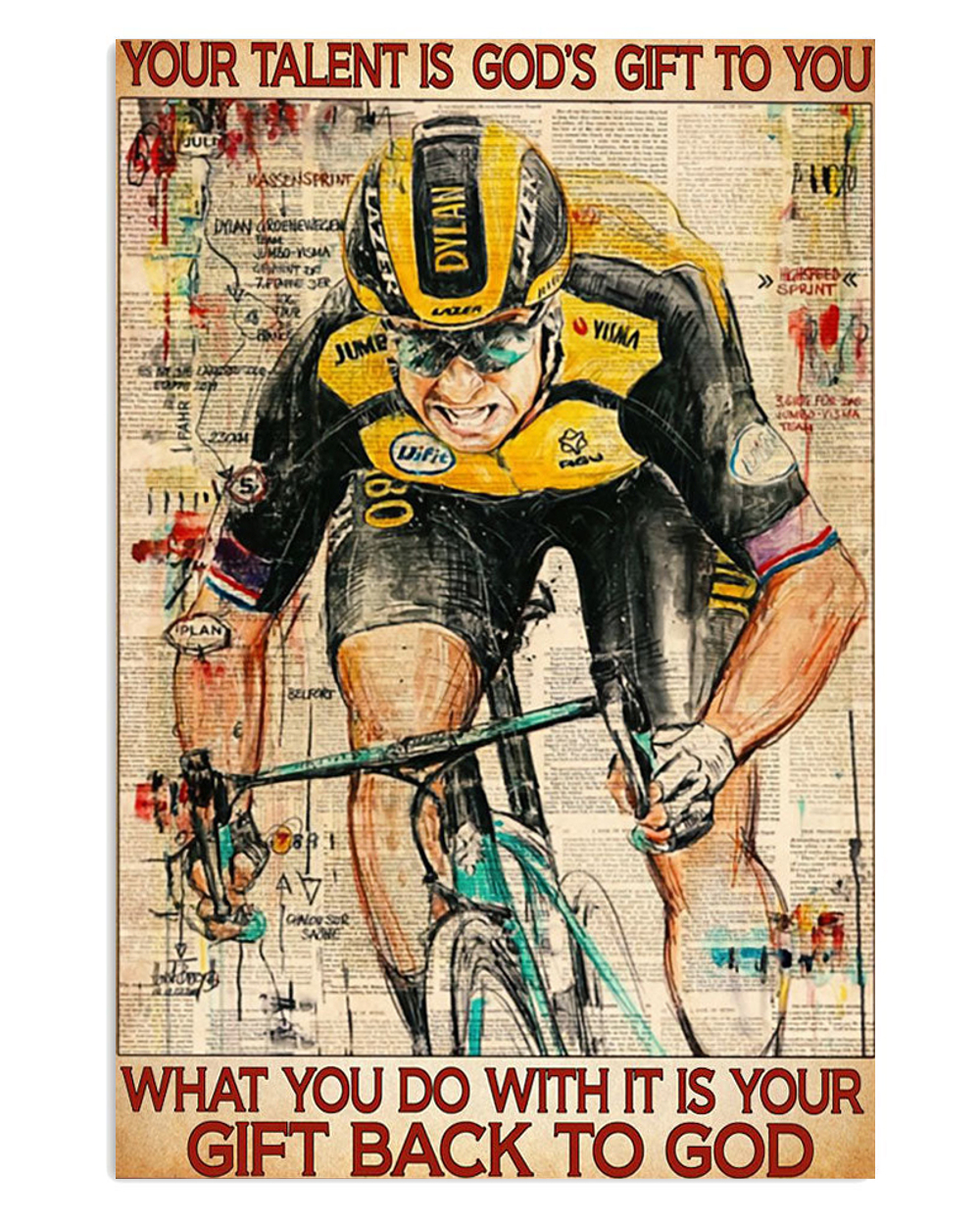 Cycling Mountain Biking Your Talent Is God's Gift Poster, Biking Vintage Poster, Cycling Lovers Gift