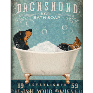 Dachshund Bath Soap Puppies Lover Poster, Animal Lovers Vintage Wall Art, Dog Mom Gift
