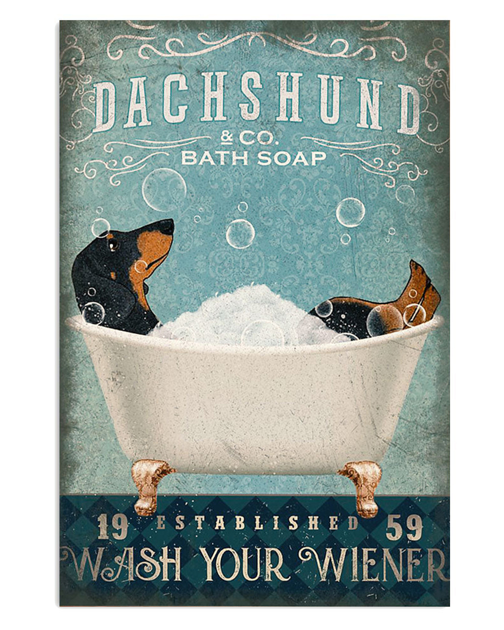 Dachshund Bath Soap Puppies Lover Poster, Animal Lovers Vintage Wall Art, Dog Mom Gift