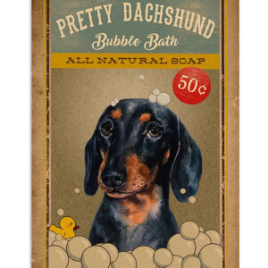 Dachshund Bubble Bath Puppies Lover Poster, Animal Lovers Vintage Wall Art, Dog Mom Gift