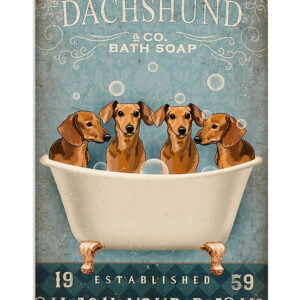 Dachshund Dachshund Bath Soap Puppies Lover Poster, Animal Lovers Vintage Wall Art