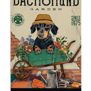 Dachshund Dog Garden Puppies Lover Poster, Animal Lovers Vintage Wall Art, Dog Mom Gift