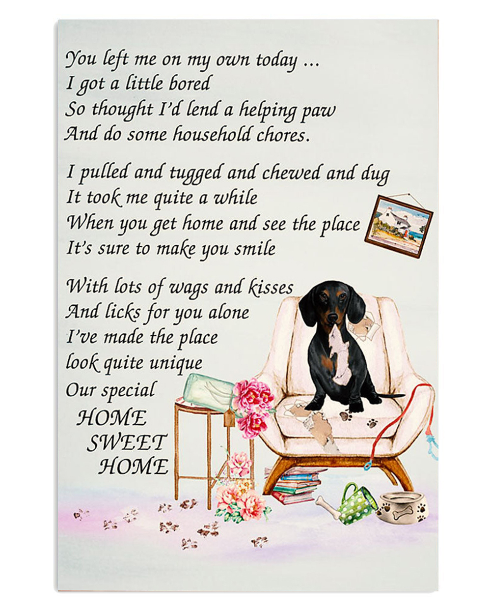 Dachshund Dog Puppies Lover Poster, Animal Lovers Vintage Wall Art, Dog Mom Gift