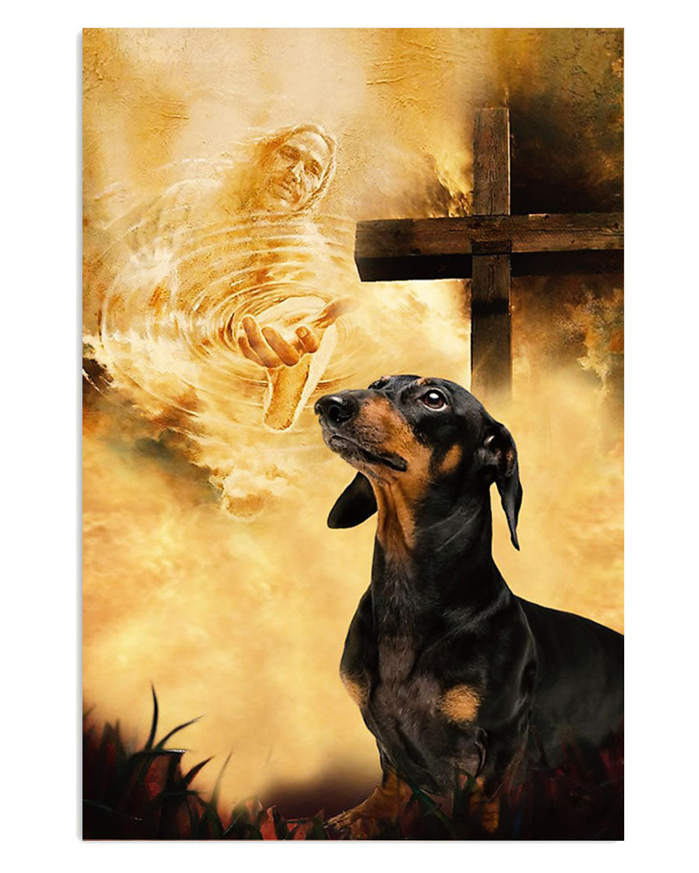 Dachshund God's Hands Puppies Lover Poster, Animal Lovers Vintage Wall Art, Dog Mom Gift
