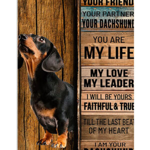 Dachshund My Leader Puppies Lover Poster, Animal Lovers Vintage Wall Art, Dog Mom Gift
