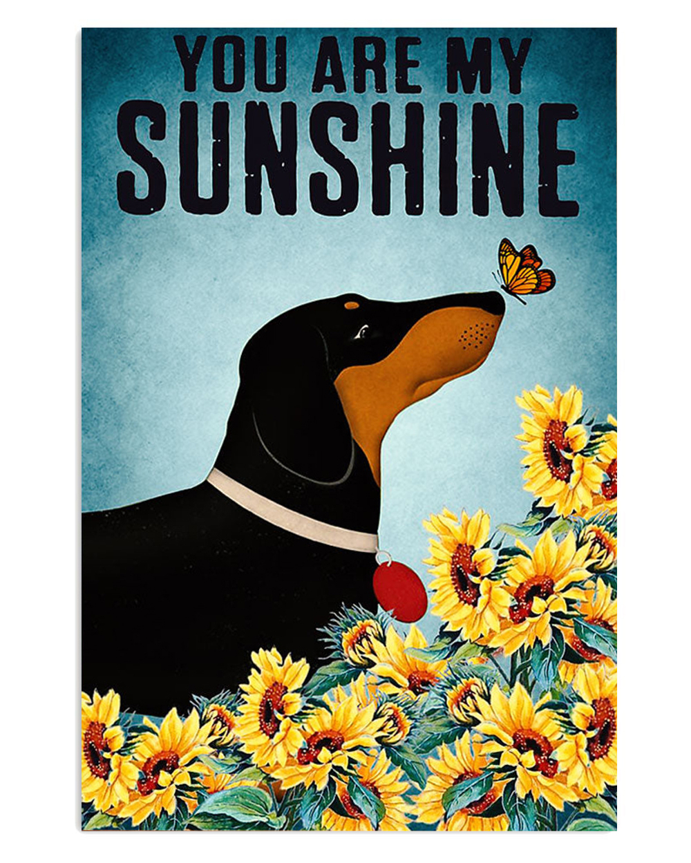 Dachshund My Sunshine Puppies Lover Poster, Animal Lovers Vintage Wall Art, Dog Mom Gift
