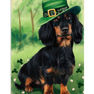 Dachshund St.patrick's Day Puppies Lover Poster, Animal Lovers Vintage Wall Art, Dog Mom Gift