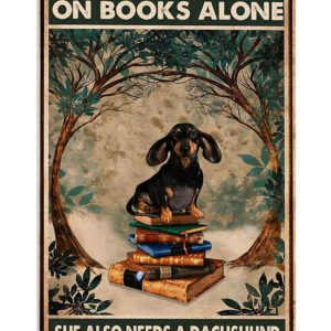 Dachshund Woman Loves Book And Dachshund Puppies Lover Poster, Animal Lovers Vintage Wall Art