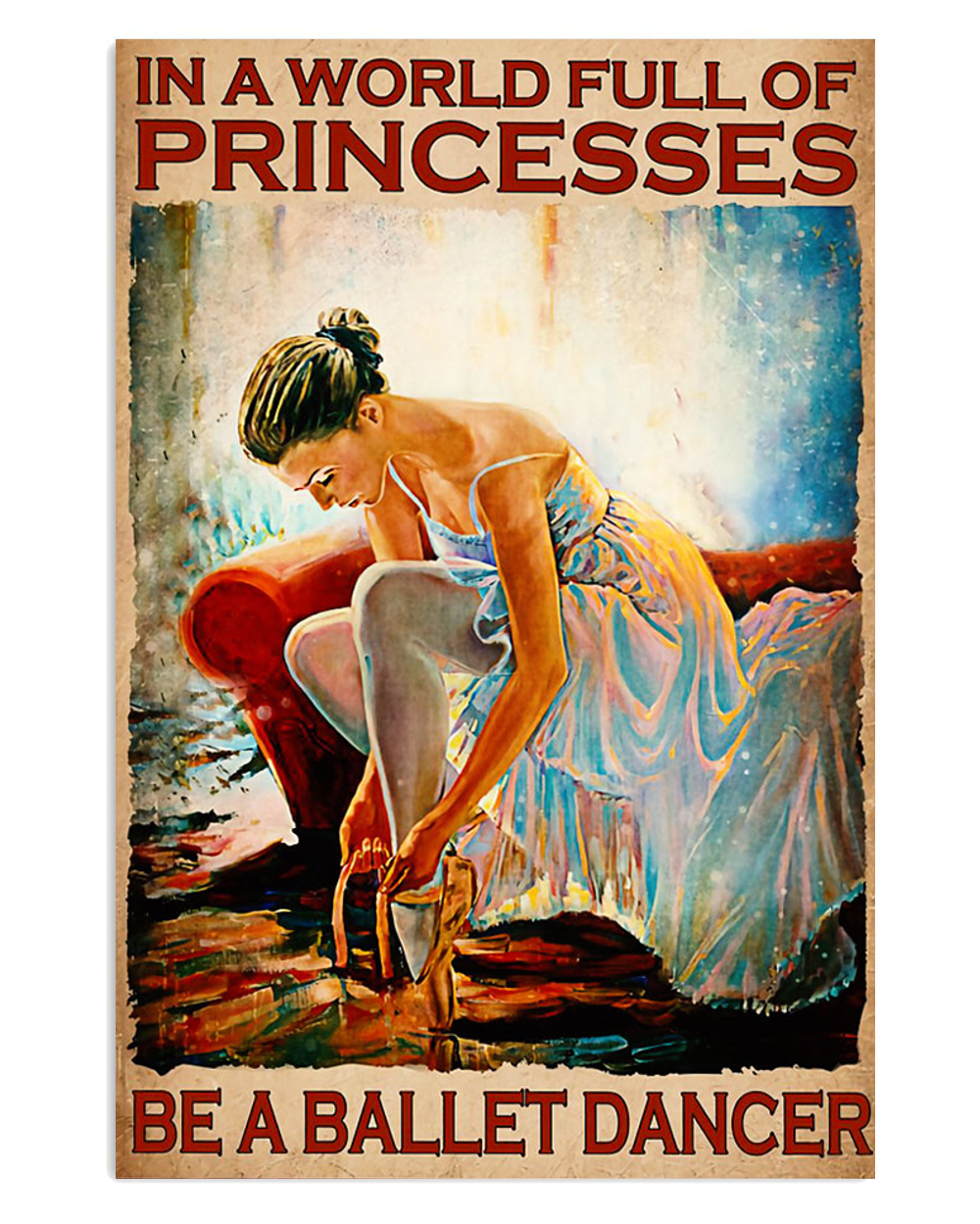 Dancing Ballet Dancer Princess Poster, Ballet Dancing Lovers Gift, Ballerina Vintage Poster