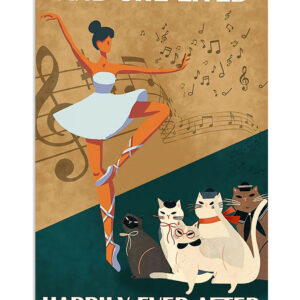 Dancing Ballet Girl And Cats Poster, Ballet Dancing Lovers Gift, Ballet Vintage Poster, Ballerina Gift